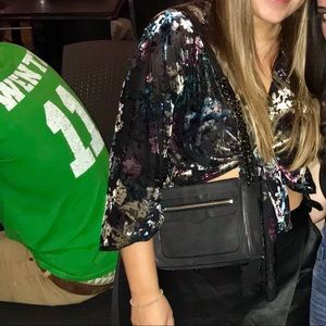 Velvet coral tie crop top. Size L